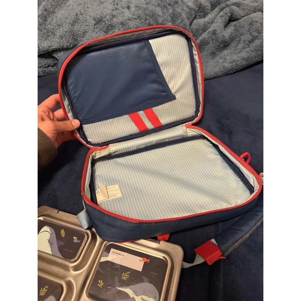 Planetbox Lunch Box Great White Shark Stainless Steel Bento Tray Grey Red Case
